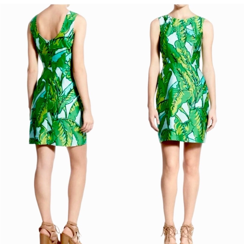 Vineyard Vines silk sheath /cocktail dress with banana leaf print   size 8